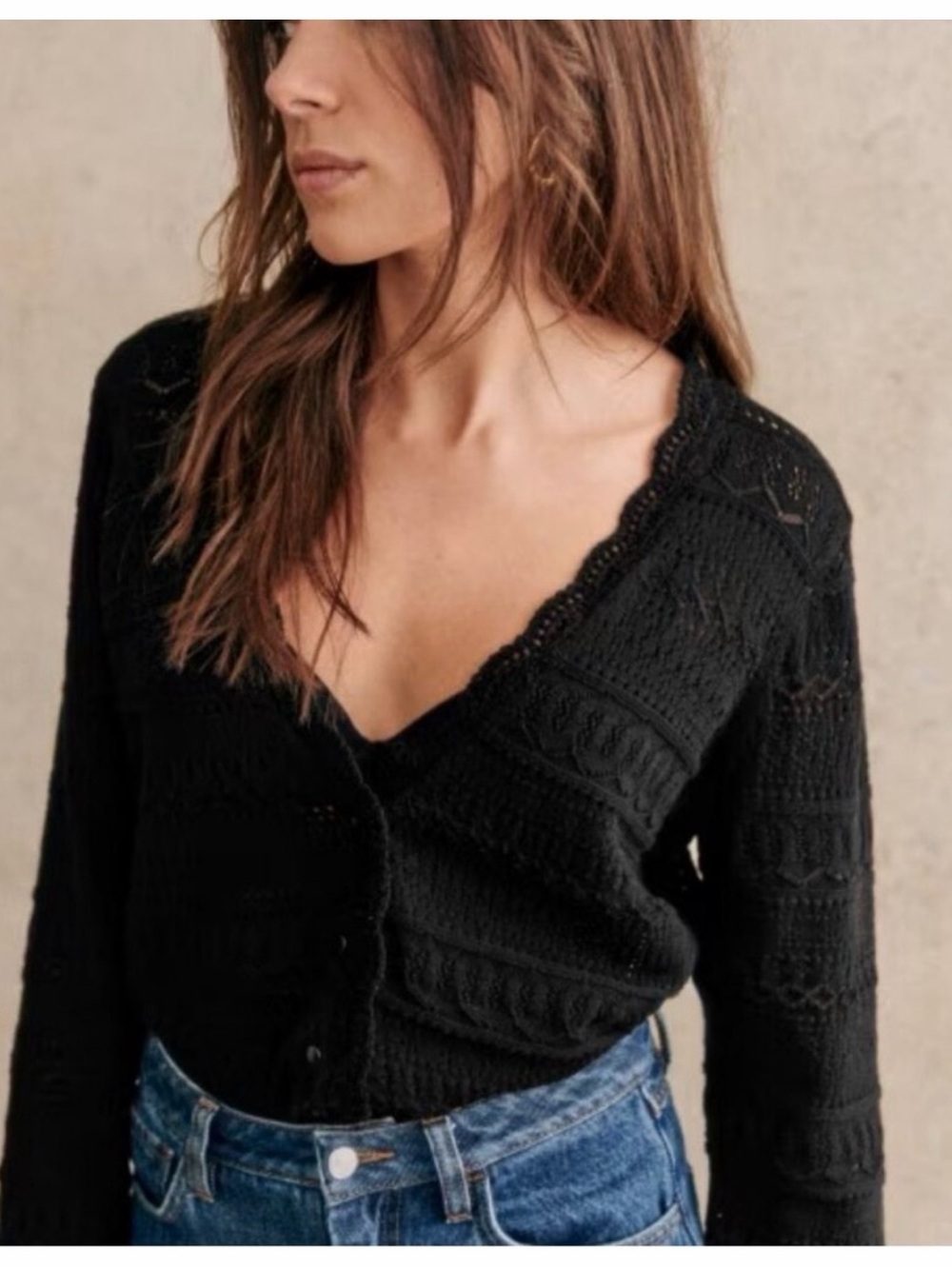 EUC Sezane Keyla Cardigan in size L black